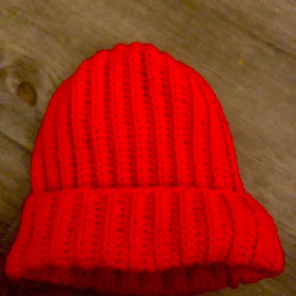 Chunky red beanie hat handmade